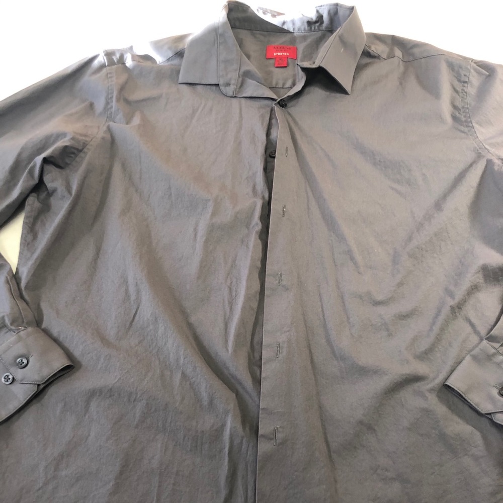 Alfani Slim Fit Stretch Woven Gray Shirt